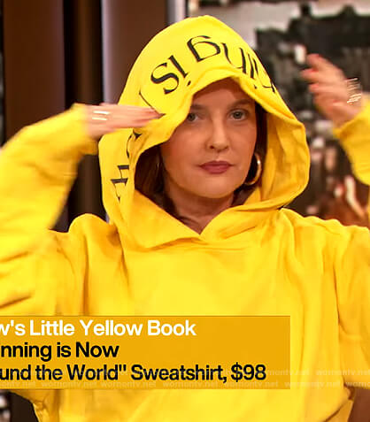 Drew’s yellow hoodie on The Drew Barrymore Show
