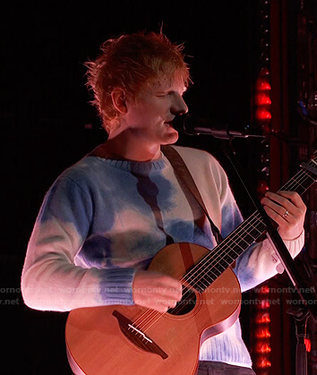 Ed Sheeran’s blue tie dye sweater on The Voice
