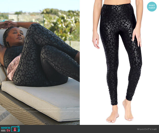 Independence Cheetah-Print Leggings by Electric Yoga worn by Cynthia Bailey on The Real Housewives Ultimate Girls Trip