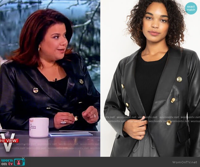 Double Breasted Faux Leather Blazer by Eloquii worn by Ana Navarro  on The View