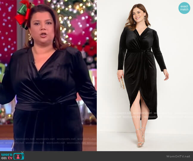 Velvet Wrap Dress With Tie by Eloquii worn by Ana Navarro  on The View