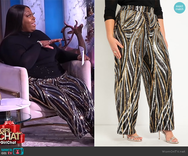 Wide Leg Multi-Sequin Pant by Eloquii worn by Loni Love  on The Real