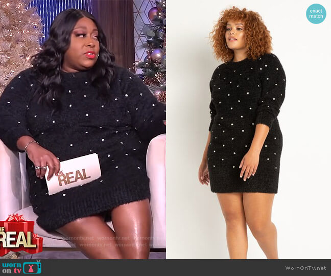 Rhinestone Sweater Dress by Eloquii worn by Loni Love  on The Real