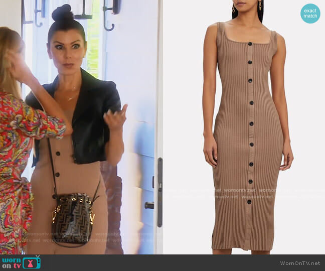 Ribbed Knit Button Midi Dress by Enza Costa worn by Heather Dubrow  on The Real Housewives of Orange County