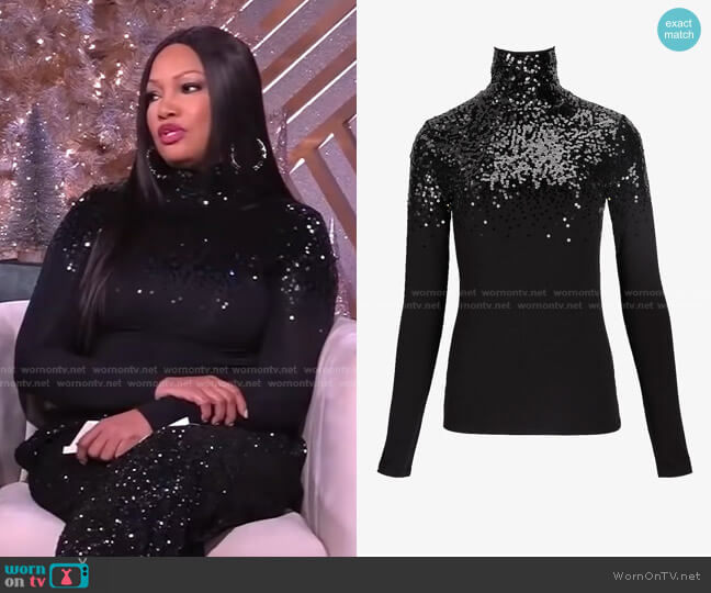 Cascading Sequin Turtleneck Top by Express worn by Garcelle Beauvais  on The Real
