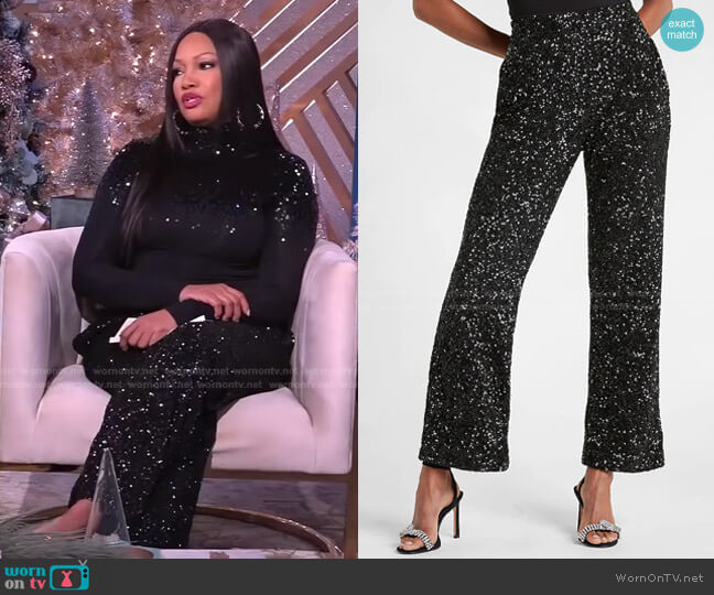High Waisted Sequin Trouser by Express worn by Garcelle Beauvais  on The Real