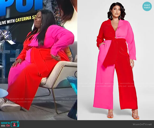 WornOnTV: Loni’s pink and red colorblock jumpsuit on E! News Daily Pop ...