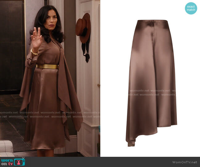 Fendi Asymmetrical Satin Skirt worn by Seema Patel (Sarita Choudhury) on And Just Like That
