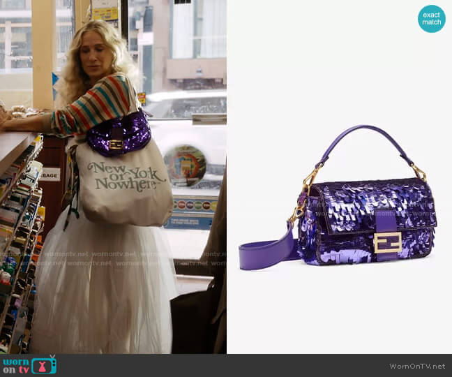 Fendi Baguette Sequined Bag worn by Carrie Bradshaw (Sarah Jessica Parker) on And Just Like That