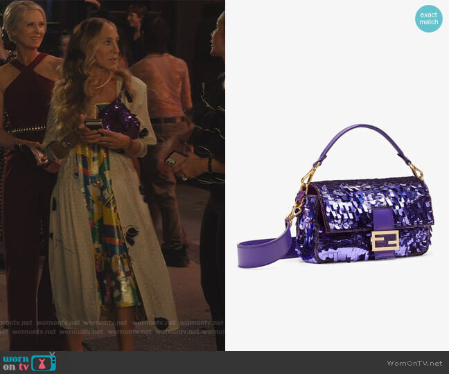 Baguette Sequined Bag by Fendi worn by Carrie Bradshaw (Sarah Jessica Parker) on And Just Like That