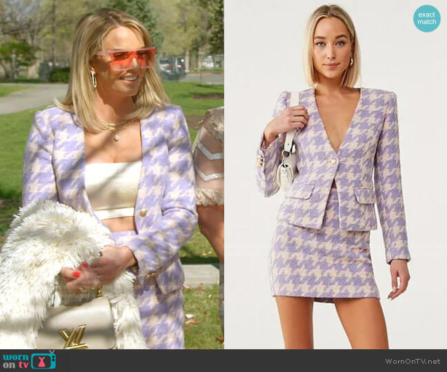 Tweed Houndstooth Blazer and Mini Skirt by Forever 21 worn by Whitney Rose  on The Real Housewives of Salt Lake City