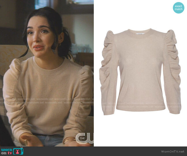 Shirred-Sleeve Cashmere Sweater by Frame worn by Bess (Maddison Jaizani) on Nancy Drew