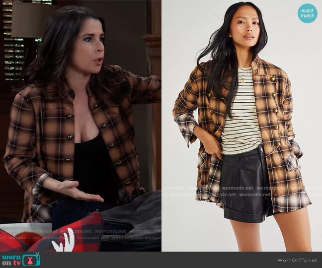 Taylor Military Jacket by Free People worn by Sam McCall (Kelly Monaco) on General Hospital