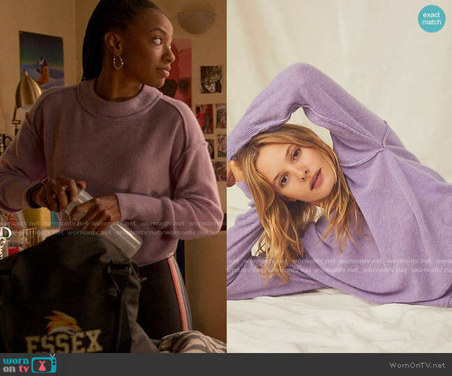 Free People Kora Cashmere Crew Sweater worn by Whitney Chase (Alyah Chanelle Scott) on The Sex Lives of College Girls