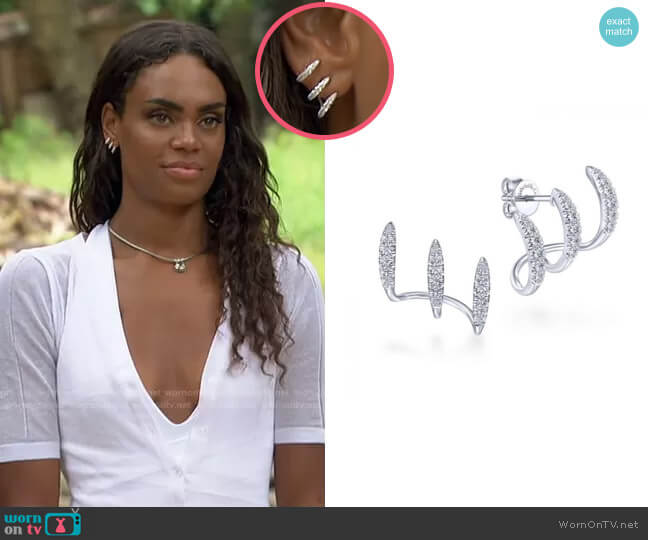 Kaslique Diamond Stud Earrings by Gabriel & Co worn by Michelle Young on The Bachelorette