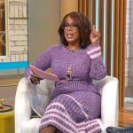 Gayle King’s purple striped sweater dress on CBS Mornings