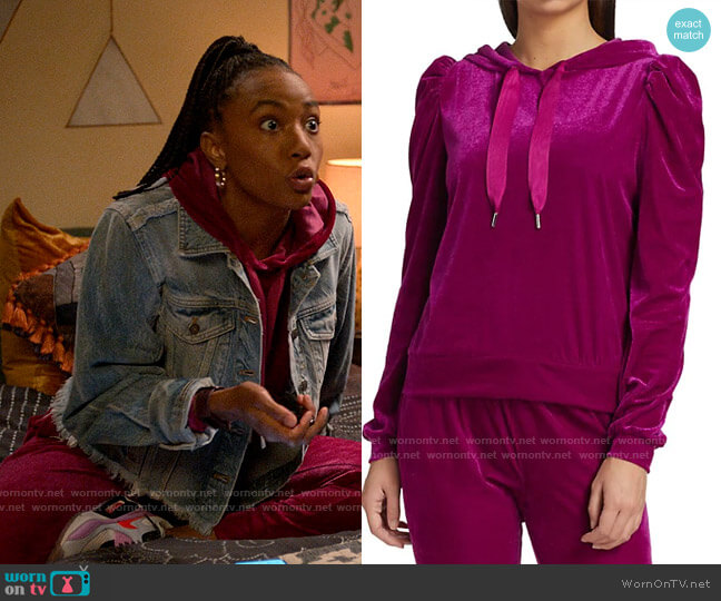 Generation Love Lenny Velour Hoodie worn by Whitney Chase (Alyah Chanelle Scott) on The Sex Lives of College Girls