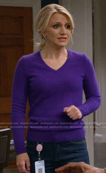 Gina's purple v-neck sweater on B Positive