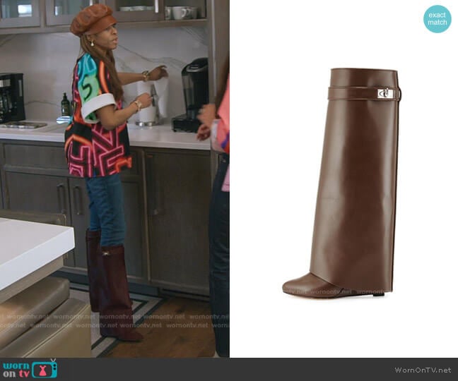 Shark Lock Leather Fold-Over Boot by Givenchy worn by Mary Cosby  on The Real Housewives of Salt Lake City