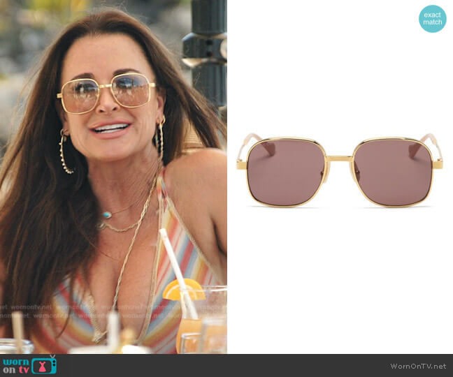 Square Metal Sunglasses by Gucci worn by Kyle Richards  on The Real Housewives Ultimate Girls Trip