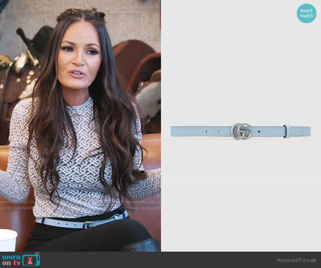 Thin Belt with Double G Buckle by Gucci worn by Lisa Barlow  on The Real Housewives of Salt Lake City