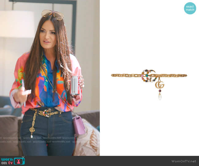 Chain Belt with Crystal Double G Buckle by Gucci worn by Lisa Barlow  on The Real Housewives of Salt Lake City