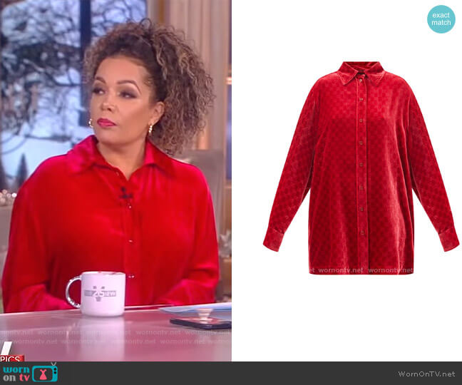 GG devore-velvet shirt by Gucci worn by Sunny Hostin  on The View