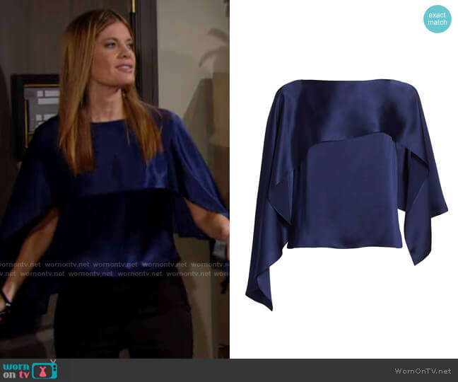 Halston Addilyn Charmeuse Top worn by Phyllis Summers (Michelle Stafford) on The Young & the Restless