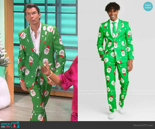 Santa Clause Print Blazer and Pants Set by Tipsy Elves worn by Jerry O'Connell  on The Talk