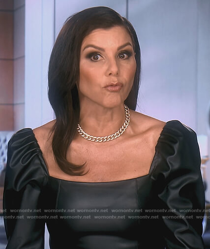 Heather’s black leather confessional top on The Real Housewives of Orange County