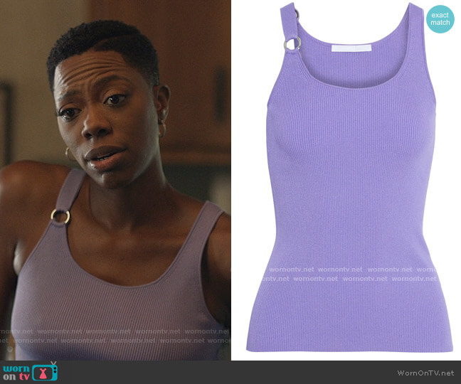 Ring-embellished Ribbed-knit Tank by Helmut Lang worn by Molly Carter (Yvonne Orji) on Insecure