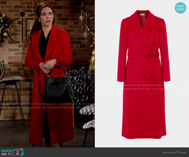 Hobbs Olivia Wool Wrap Coat worn by Victoria Newman (Amelia Heinle) on The Young & the Restless