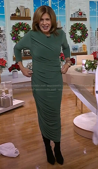 Hoda’s green ruched dress on Today