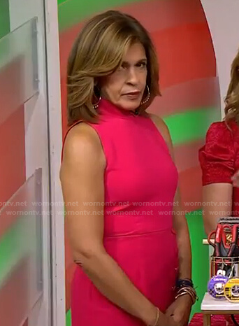 Hoda’s pink button detail sleeveless dress on Today