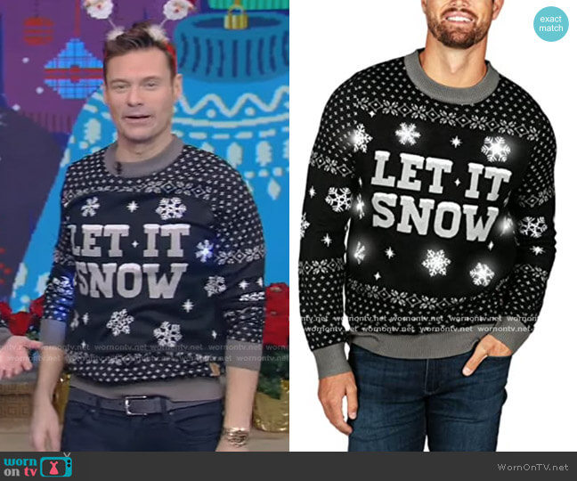 Light Up Ugly Christmas Sweaters by Tipsy Elves worn by Ryan Seacrest on Live with Kelly and Ryan