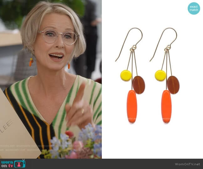 E1718 Orange Ellipse Cluster Earrings by Ronni Kappos worn by Miranda Hobbs (Cynthia Nixon) on And Just Like That