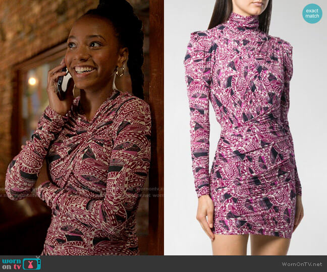 Isabel Marant Jisola Dress worn by Whitney Chase (Alyah Chanelle Scott) on The Sex Lives of College Girls