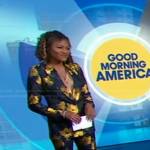 Janai’s black and gold floral suit on Good Morning America