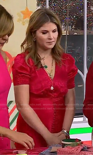 Jenna’s red button front v-neck dress on Today