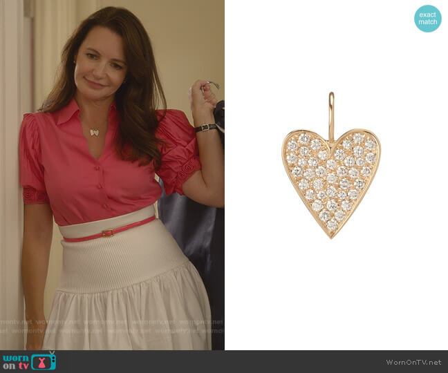 Medium Heart with Pave White Diamonds by Jennifer Fisher worn by Charlotte York (Kristin Davis) on And Just Like That