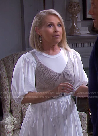 Jennifer's white mixed media puff sleeve dress on Days of our Lives