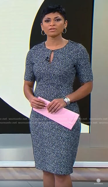 Jericka Duncan's animal print keyhole dress on CBS Mornings