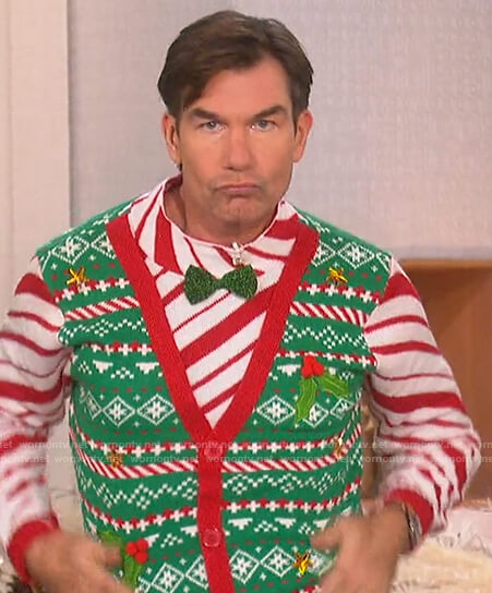 Jerry's mixed print Christmas sweater on The Talk