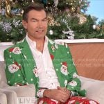 Jerry’s green Christmas Santa print suit on The Talk