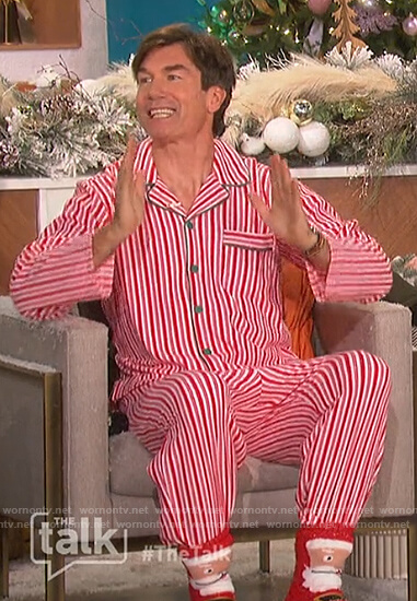 Jerry’s red candy cane stripe pajamas on The Talk