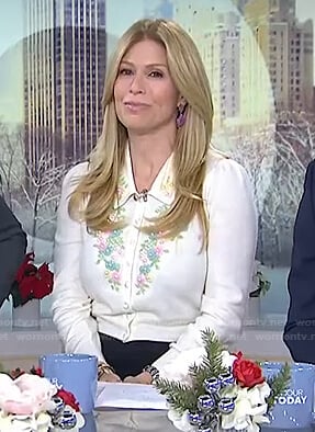 Jill’s white floral embroidered cardigan on Today
