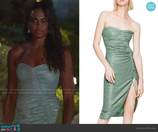 Roxanne Ruched Plisse Dress by Jonathan Simkhai worn by Michelle Young on The Bachelorette