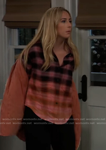 Josslyn’s plaid ombre shirt on General Hospital
