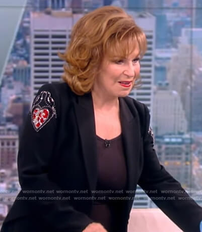 Joy’s black heart embellished blazer on The View