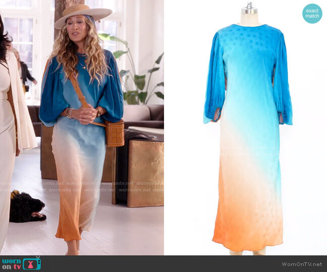 Judy Hornby Ombre Silk Dress worn by Carrie Bradshaw (Sarah Jessica Parker) on And Just Like That